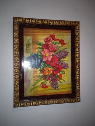 Cuadro antiguo con flores