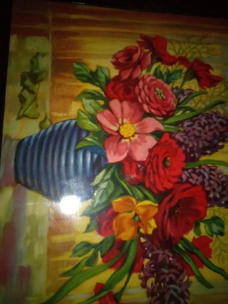 Cuadro antiguo con flores