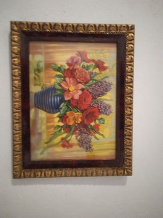 Cuadro antiguo con flores