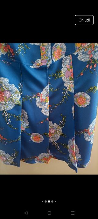 Abito blu vintage seta anni 50 fiori donna raro