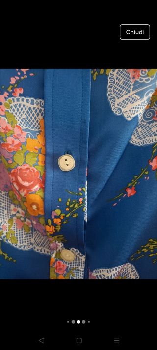Abito blu vintage seta anni 50 fiori donna raro