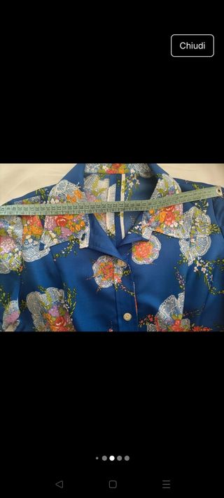 Abito blu vintage seta anni 50 fiori donna raro