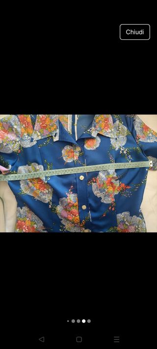 Abito blu vintage seta anni 50 fiori donna raro