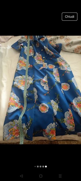 Abito blu vintage seta anni 50 fiori donna raro
