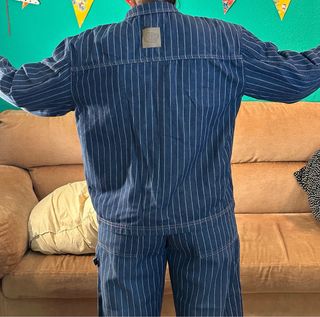 Munthe LUXA TOP - Conjunto rayas azul