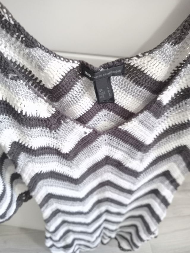 Vestido punto blanco-gris