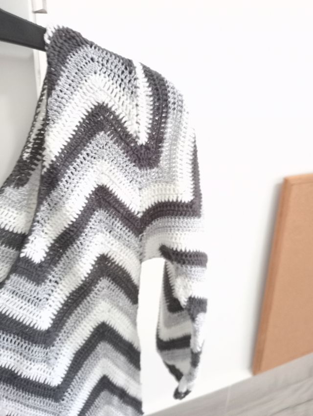 Vestido punto blanco-gris