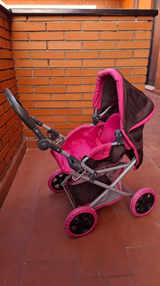 Carrito bebé muñecas rosa y marron