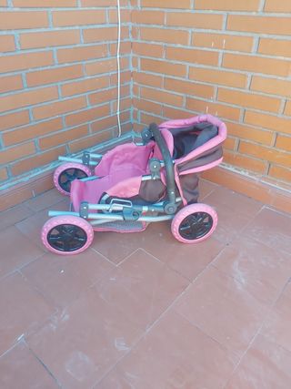 Carrito bebé muñecas rosa y marron