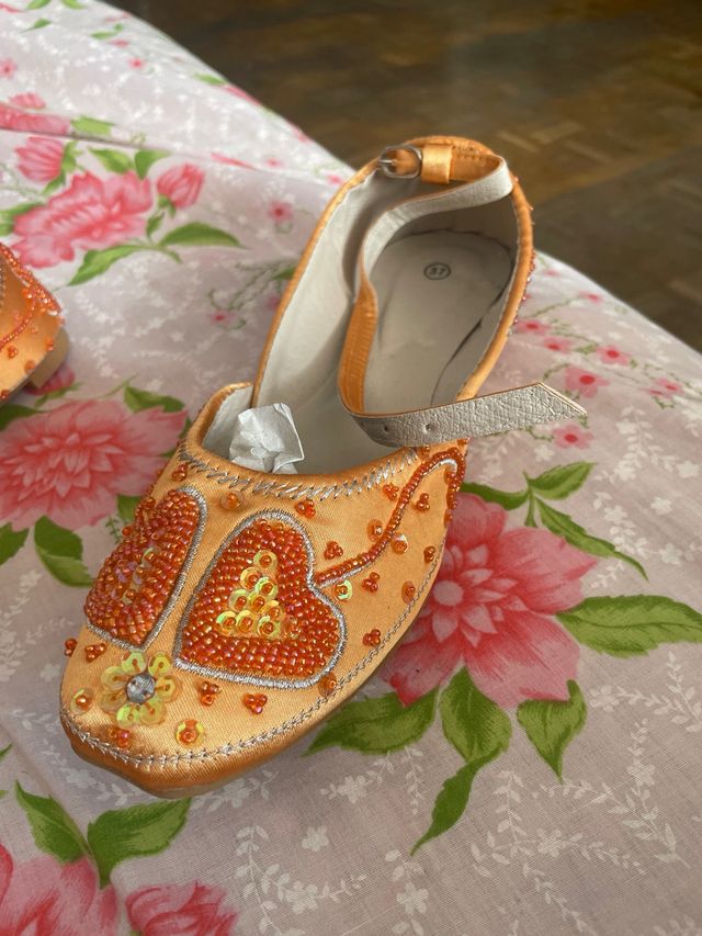 Zapatillas de baile, talla 37, color naranja