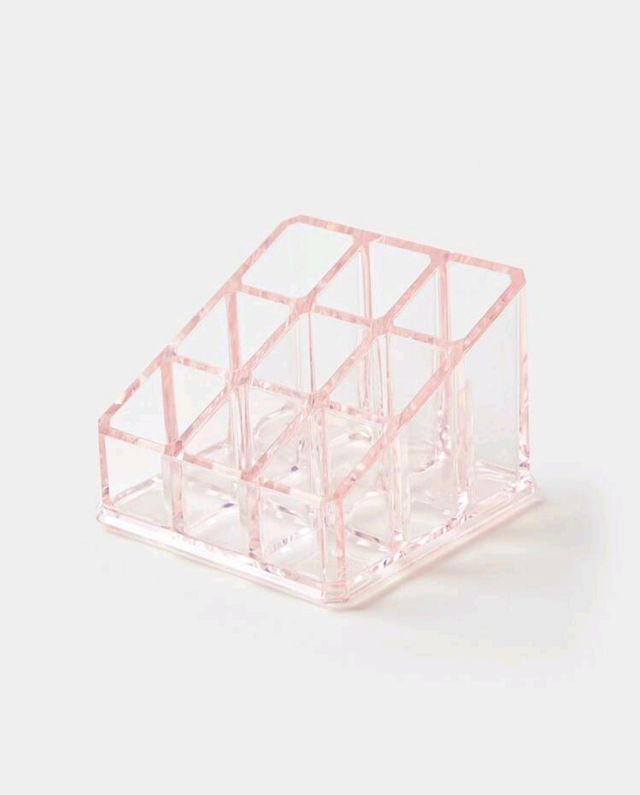 Organizador maquillaje transparente rosa