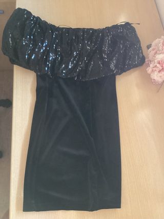 Vestido negro terciopelo brillo