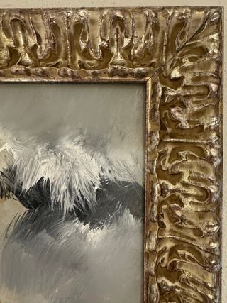 Cuadro pintura abstracta marco madera