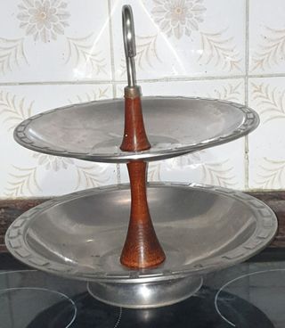Frutero 2 pisos acero inox. madera