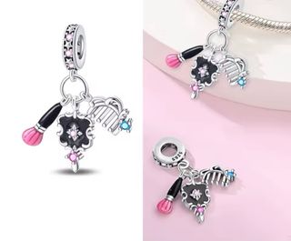 Charm Espejo, Peine, Brocha pulsera Pandora Plata