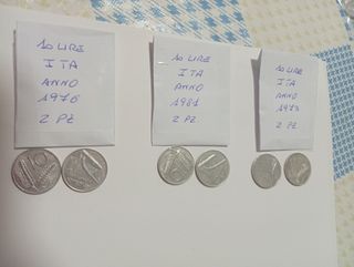 14 monete da 10 lire italiane vari anni vedi foto 