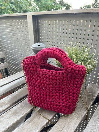 Bolso crochet colores tierra | Handle de trapillo