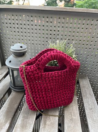 Bolso crochet colores tierra | Handle de trapillo