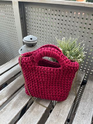 Bolso crochet colores tierra | Handle de trapillo