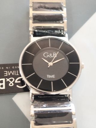 Reloj G&B unisex acero negro nuevo.