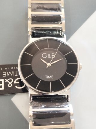 Reloj G&B unisex acero negro nuevo.
