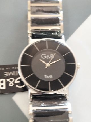 Reloj G&B unisex acero negro nuevo.