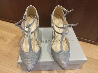 Zapatos tacón plata mujer
