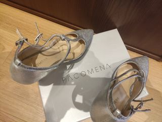 Zapatos tacón plata mujer