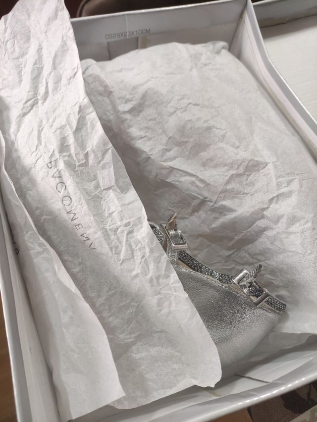 Zapatos tacón plata mujer