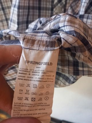 Camisa Springfield XL cuadros beige-azul