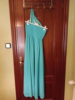Vestido largo turquesa fiesta