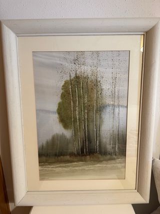Cuadro acuarela bosque - marco madera gran tamaño 