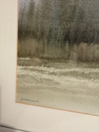 Cuadro acuarela bosque - marco madera gran tamaño 