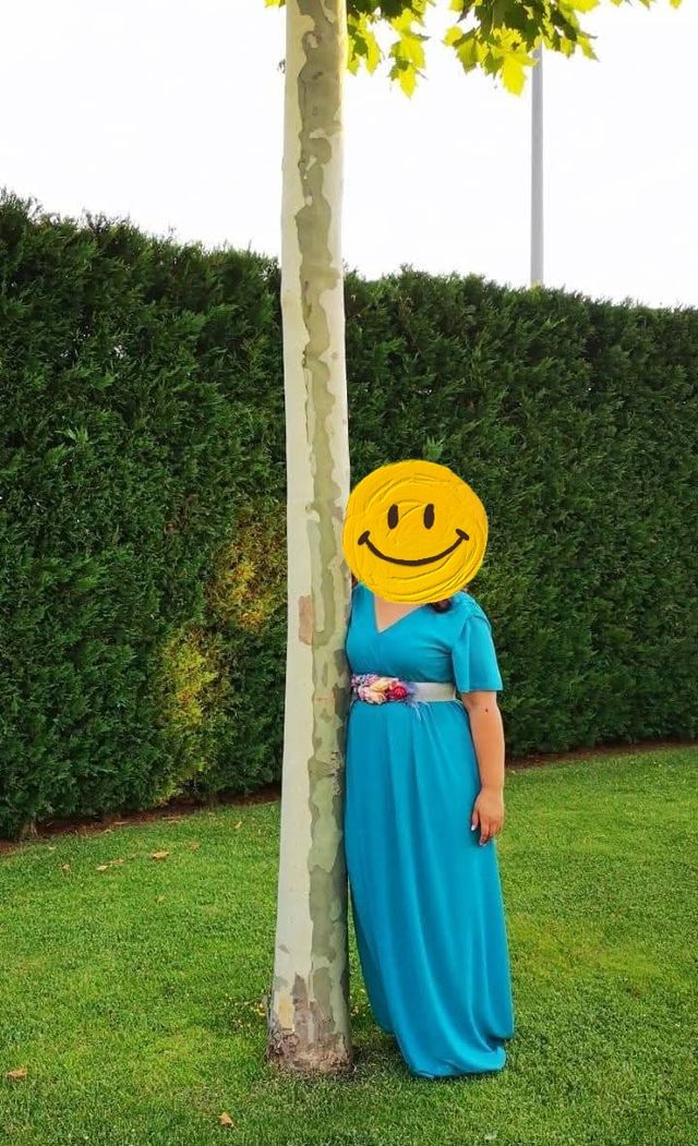 Vestido largo azul fiesta