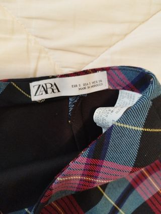 Falda Zara cuadros multicolor
