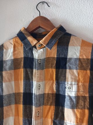 Camisa Celio* cuadros mostaza-azul talla S