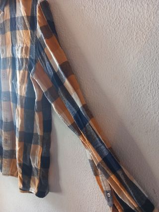 Camisa Celio* cuadros mostaza-azul talla S