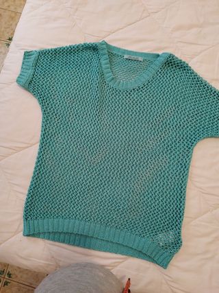 Jersey turquesa tejido ligero