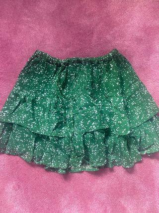 Falda brownie verde estampada
