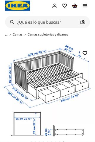 HEMNES Cama diván 3 cajones