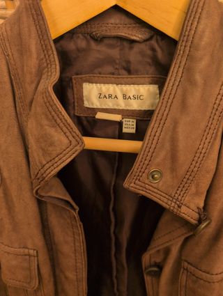Chaqueta piel marrón Zara Basic