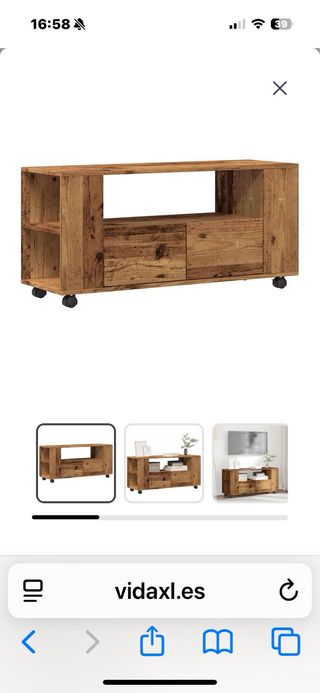 Mueble TV madera con ruedas
