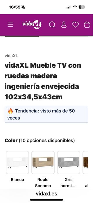 Mueble TV madera con ruedas
