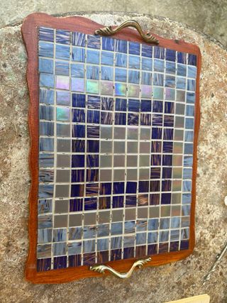 Vassoio mosaico blu e marrone