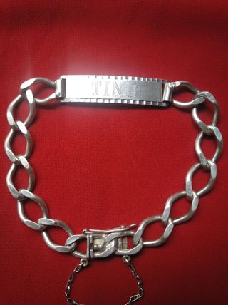 Pulsera plata TINO - esclava.largo 22 cm.