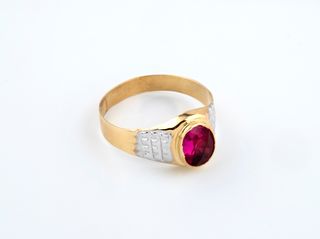 sello oro 18k con piedra con circonita