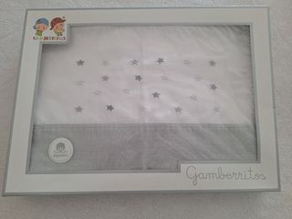 Sábanas mini cuna estrellas grises