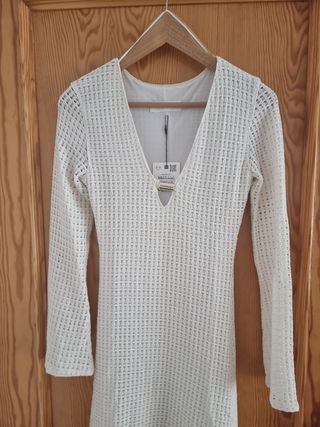 Vestido crochet beige playa
