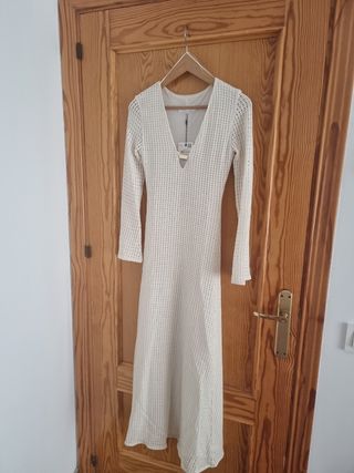 Vestido crochet beige playa
