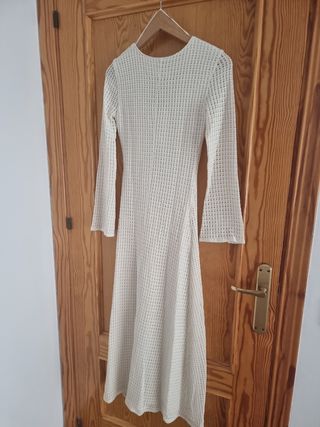 Vestido crochet beige playa